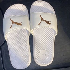 Puma white & gold Slide Sandals